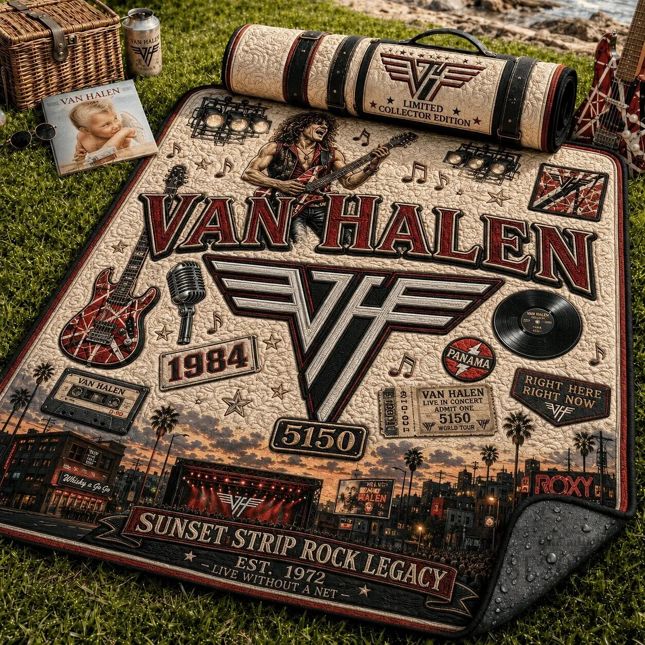 Picnic Blanket - Quilted Rock Legacy from Van Halen's Sunset Strip