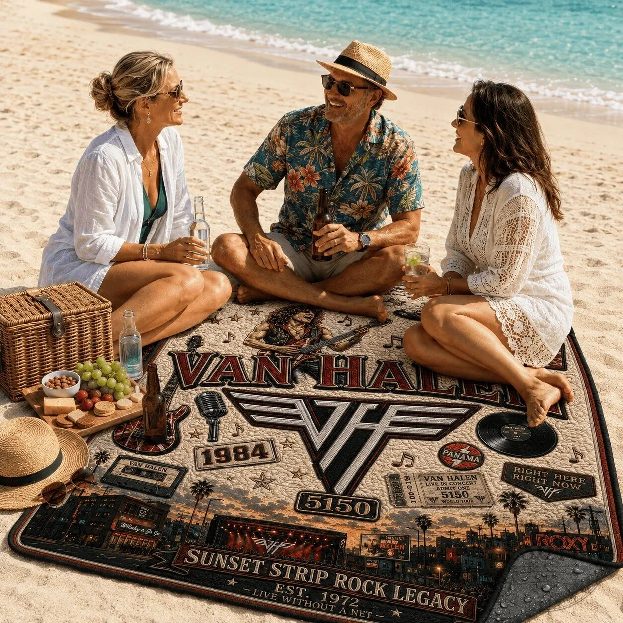 Picnic Blanket - Quilted Rock Legacy from Van Halen's Sunset Strip 9 Picnic Blanket - Quilted Rock Legacy from Van Halen