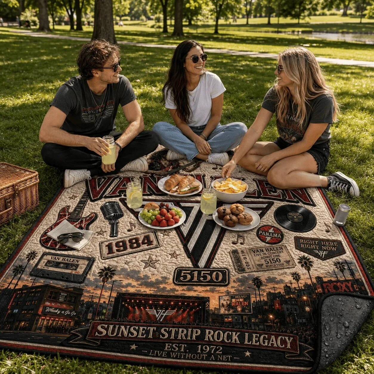 Picnic Blanket - Quilted Rock Legacy from Van Halen's Sunset Strip 11 Picnic Blanket - Quilted Rock Legacy from Van Halen