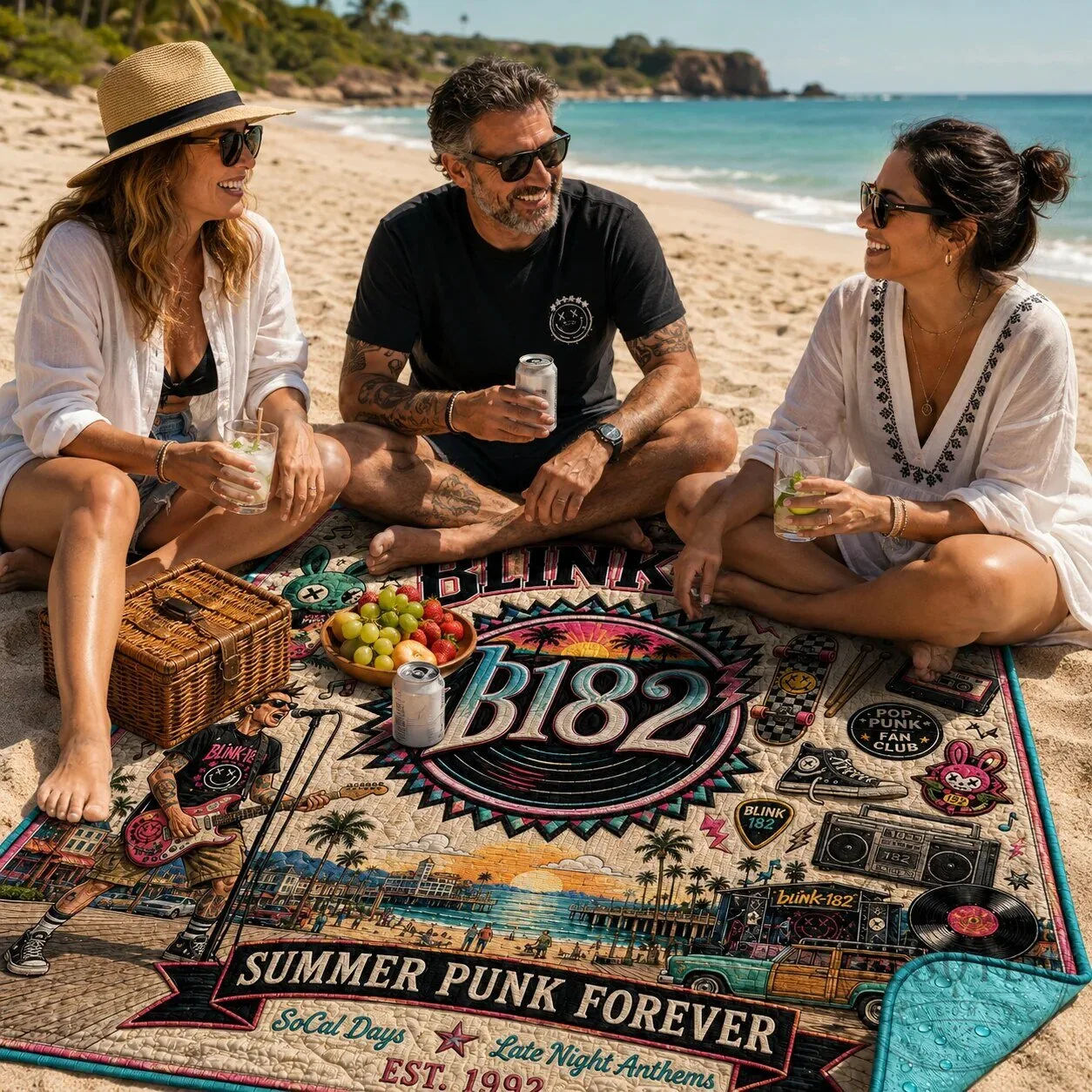 Blink-182 Summer Punk Forever Beach Picnic Blanket 8 Blink-182 Summer Punk Forever Beach Picnic Blanket