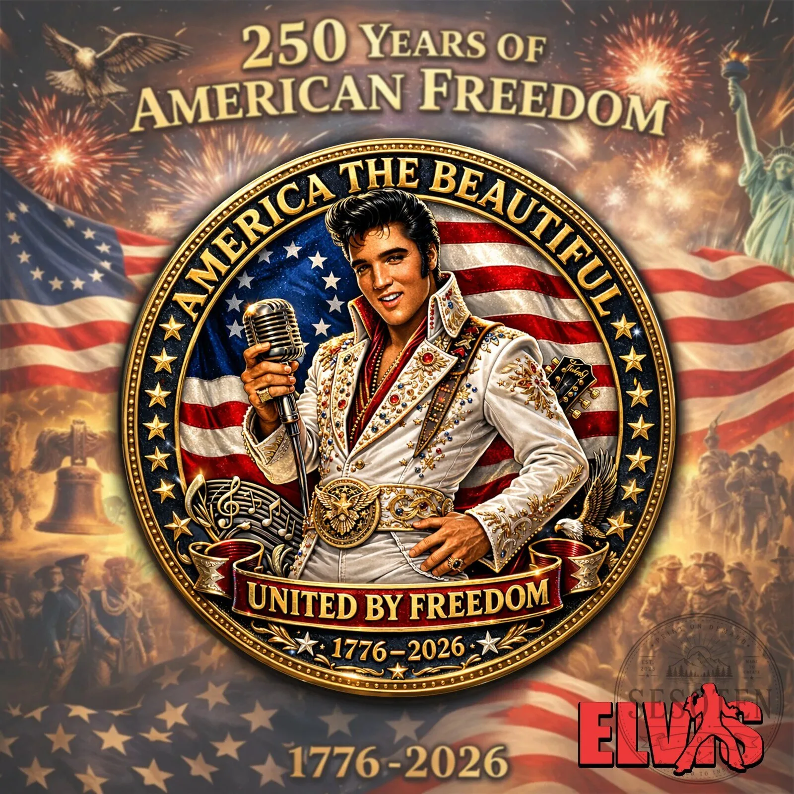 Elvis Presley 250 Years of American Freedom Commemorative Coin United by Freedom