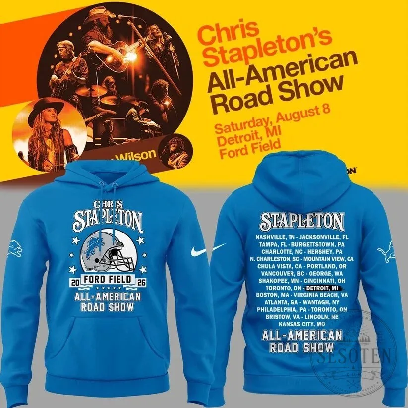 Detroit Lions Hoodie for Chris Stapleton's All-American Road Show Tour