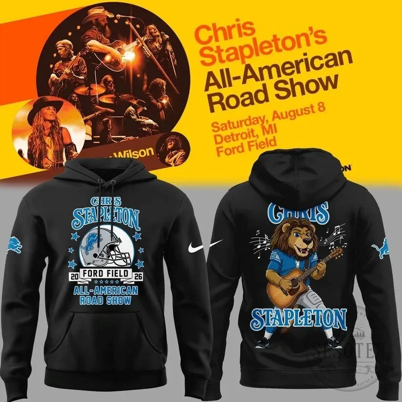 Detroit Lions Hoodie Featuring Chris Stapleton's All-American Road Show Design