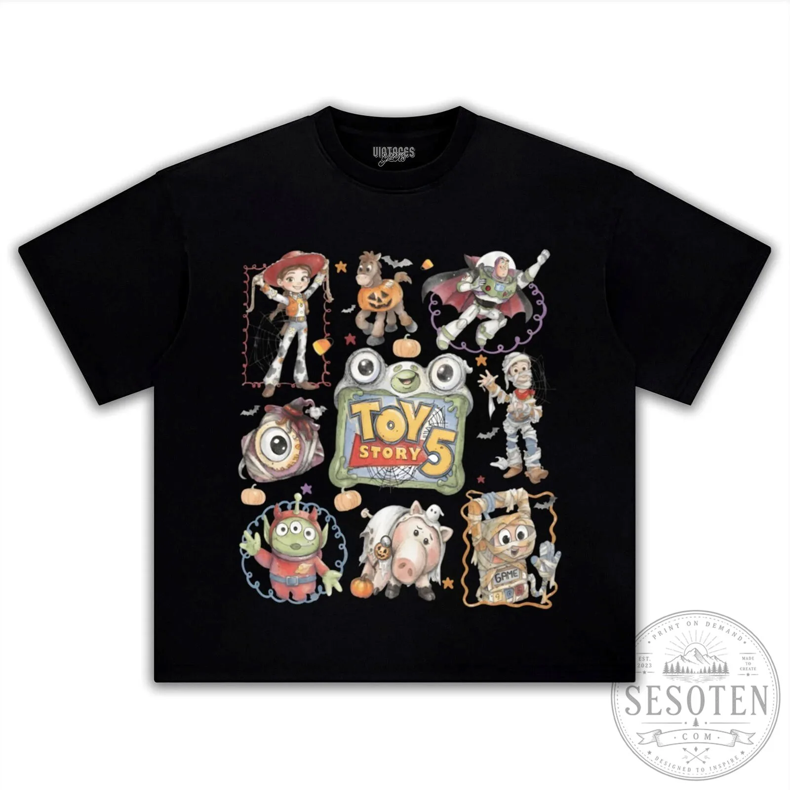 Toy Story 5 Halloween Costume Collage Black T-Shirt