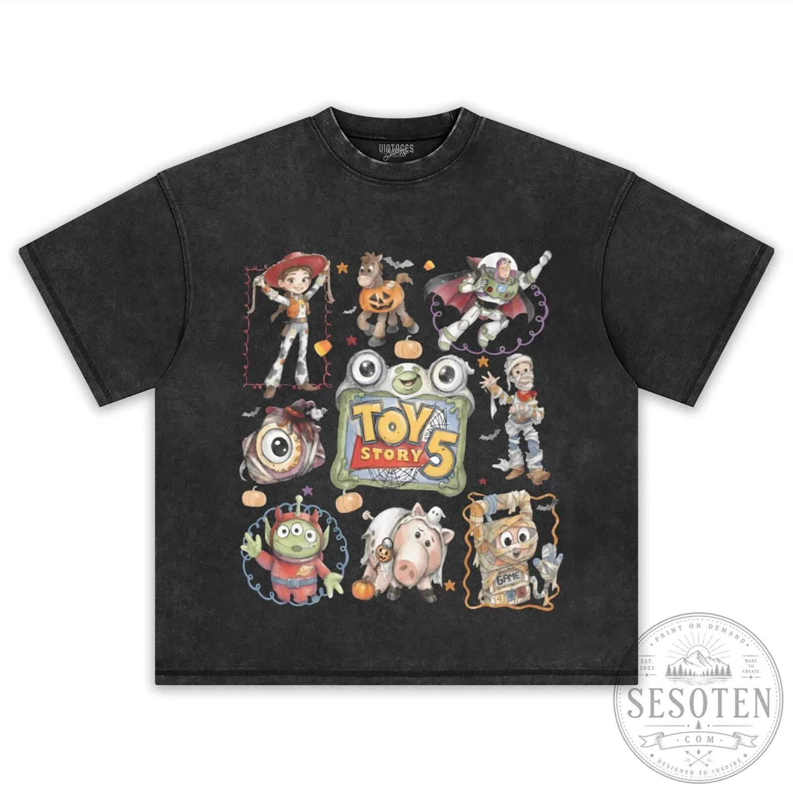 Toy Story 5 Halloween Costume Collage Black T-Shirt 12 Toy Story 5 Halloween Costume Collage Black T-Shirt