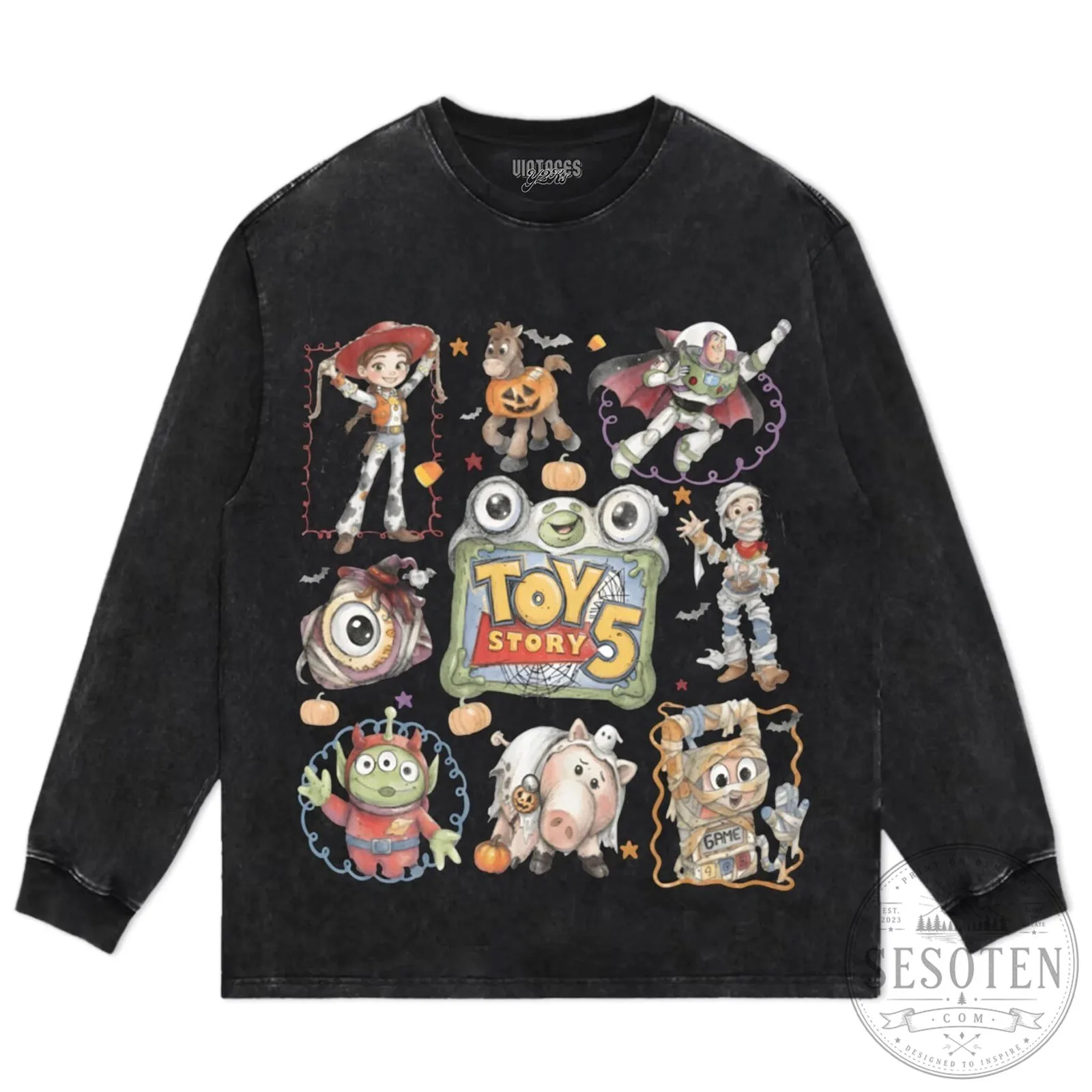Toy Story 5 Halloween Costume Collage Black T-Shirt 16 Toy Story 5 Halloween Costume Collage Black T-Shirt