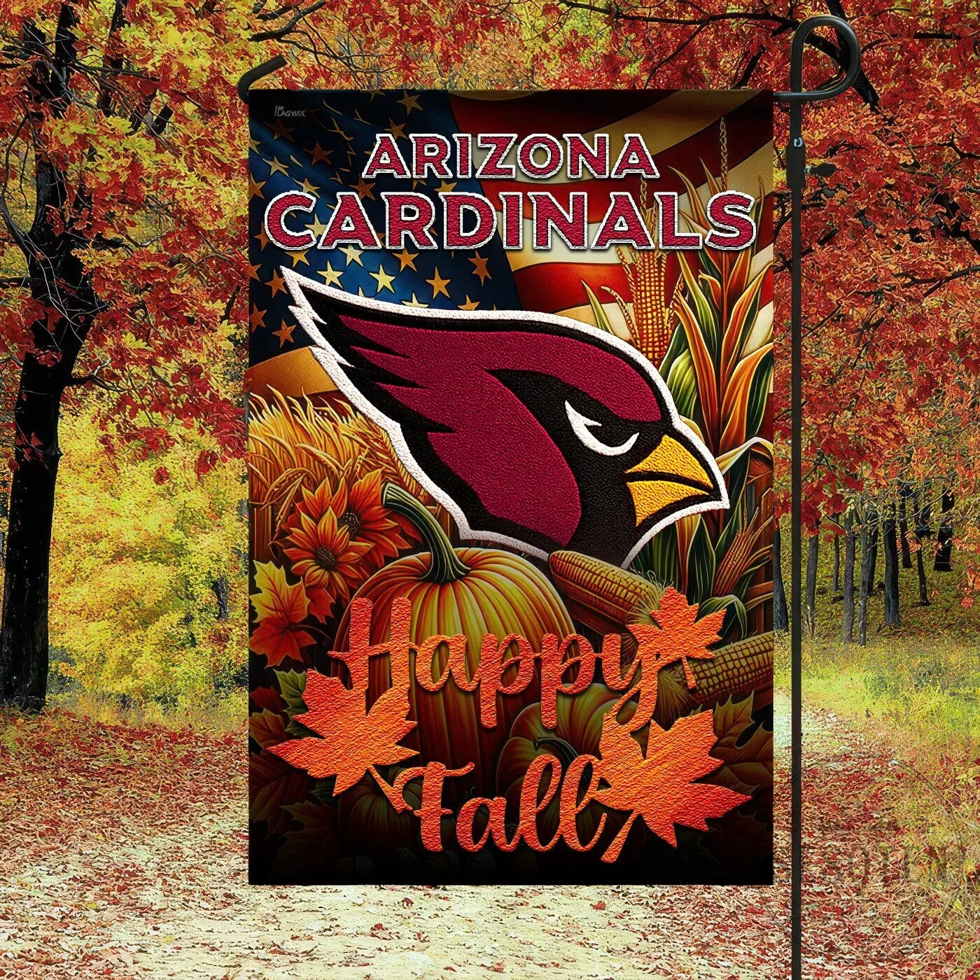 Arizona Cardinals Football Team Happy Fall Autumn Garden Flag 1 Arizona Cardinals Football Team Happy Fall Autumn Garden Flag