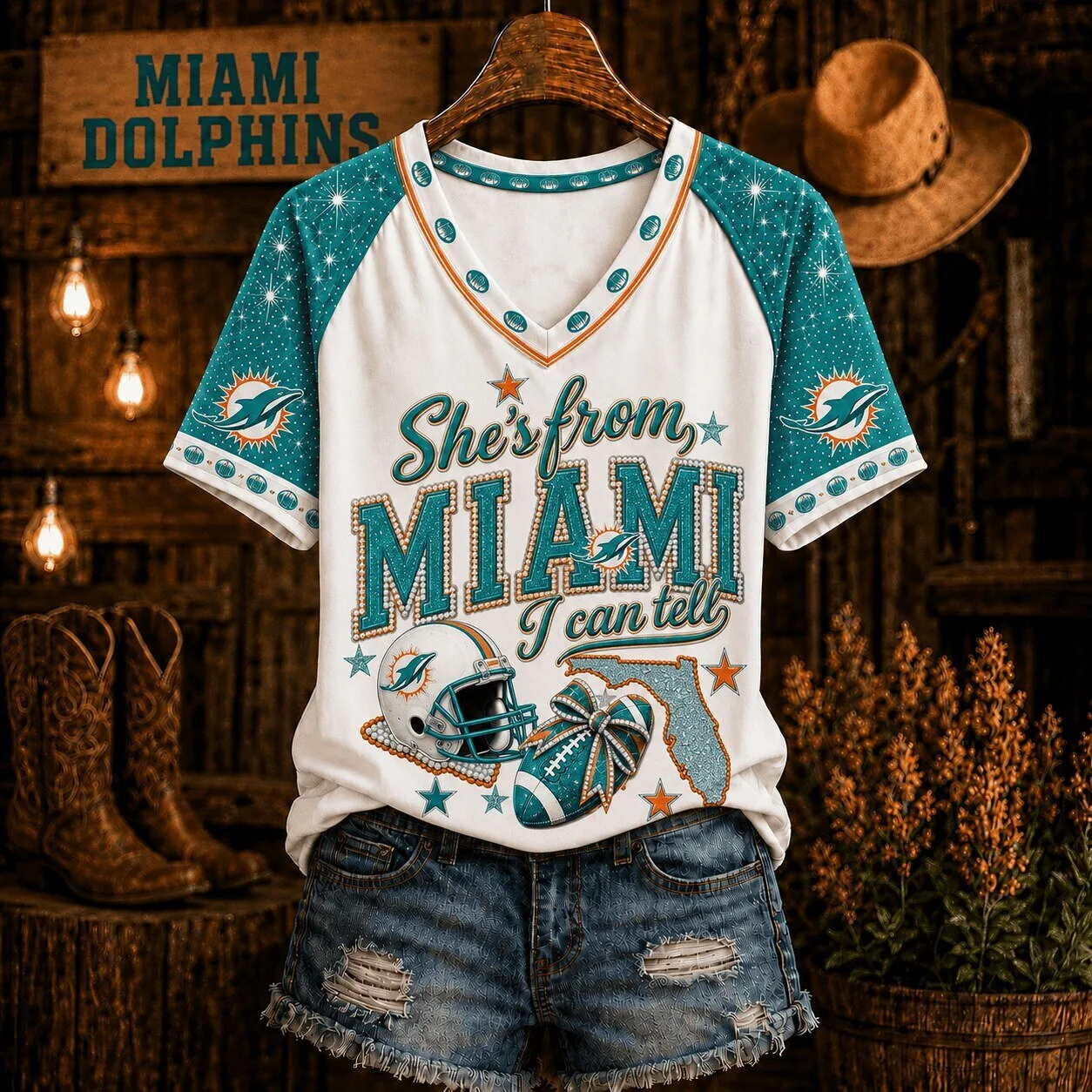 Miami Dolphins She's From Miami I Can Tell Football Fan T-Shirt