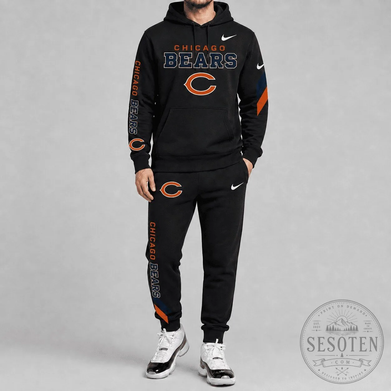 Chicago Bears National Football League Team Logo Black Hoodie Sweatshirt
