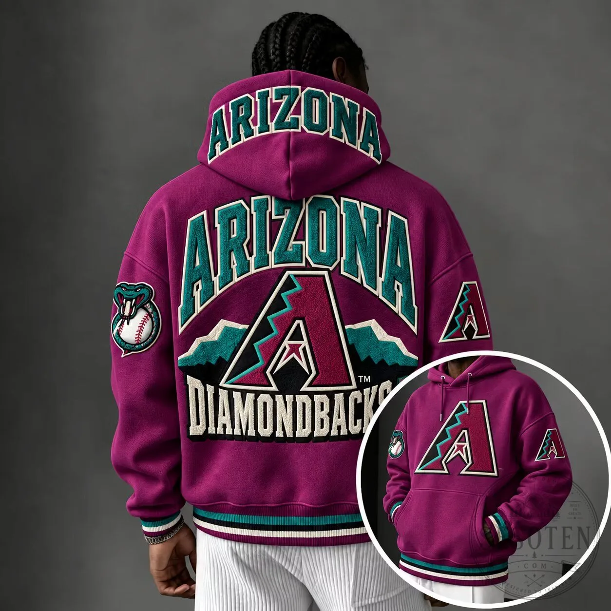 Arizona Diamondbacks Baseball Team Purple Oversized Hoodie