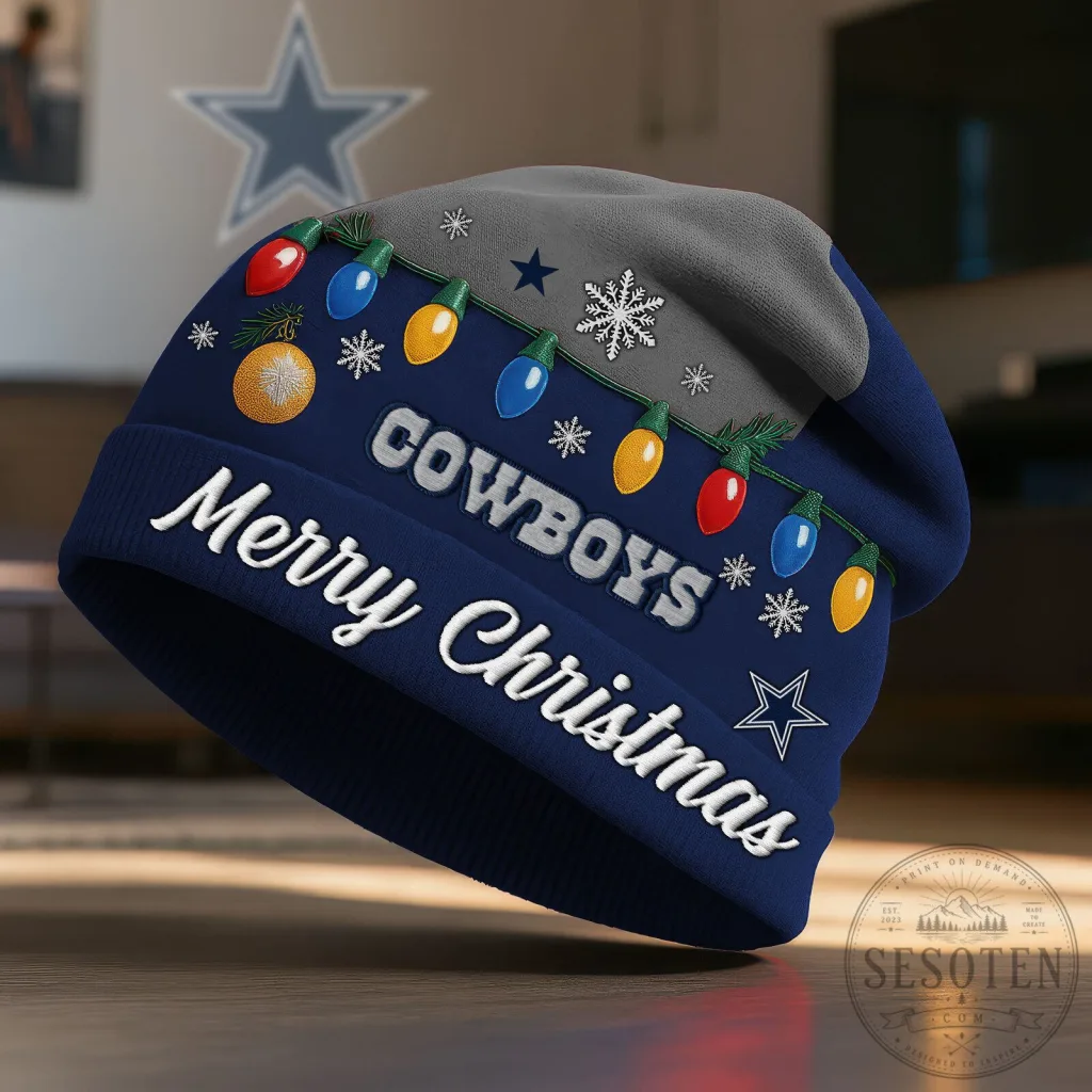 Dallas Cowboys Merry Christmas Holiday Beanie Hat Dallas Cowboys Merry Christmas Holiday Beanie Hat