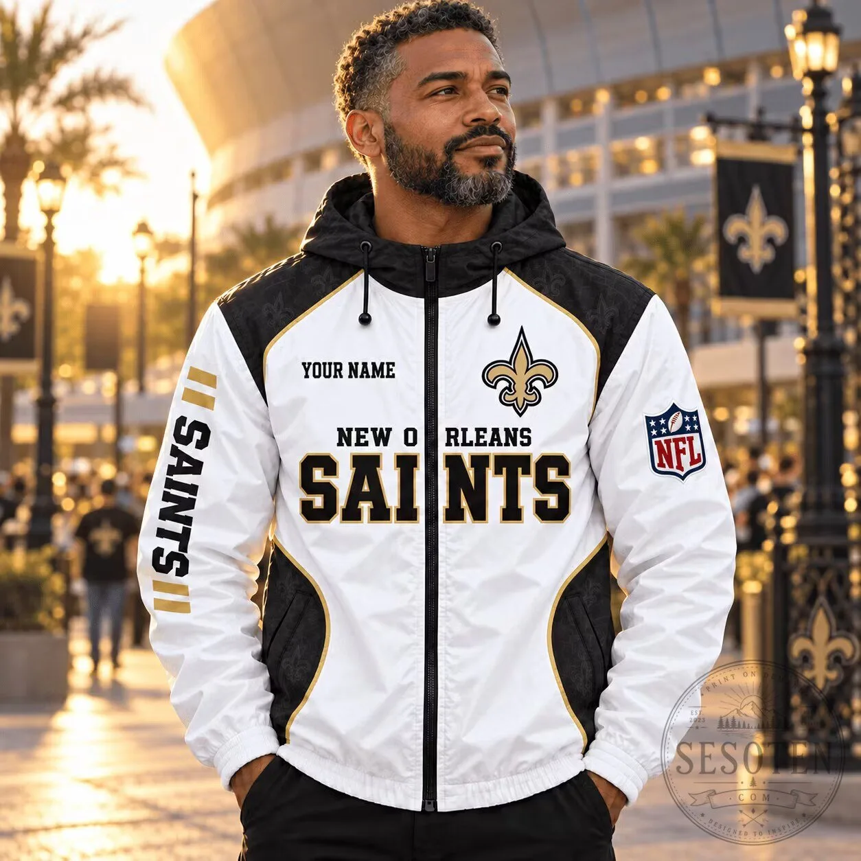 New Orleans Saints NFL Fan Gift Personalized Windbreaker Jacket