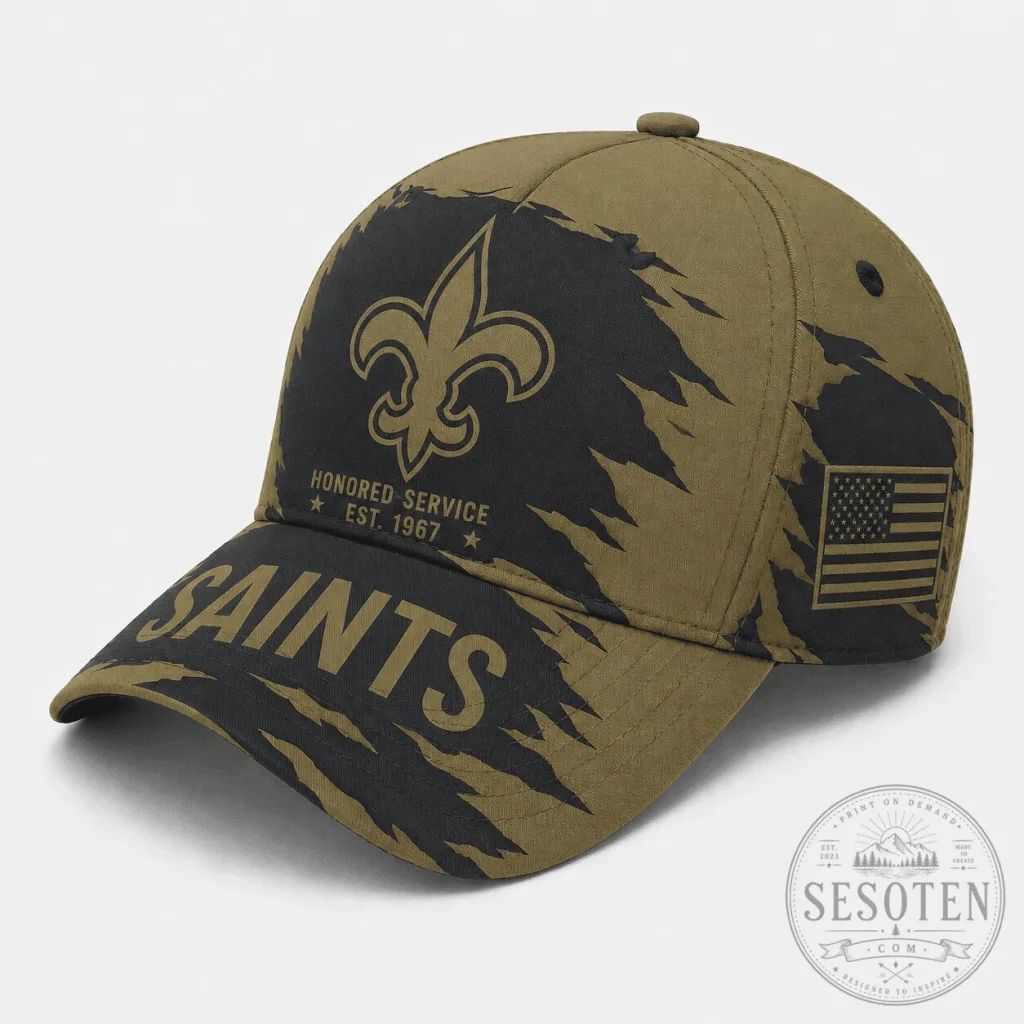 New Orleans Saints Honored Service Military Inspired Cap Hat New Orleans Saints Honored Service Military Inspired Cap Hat