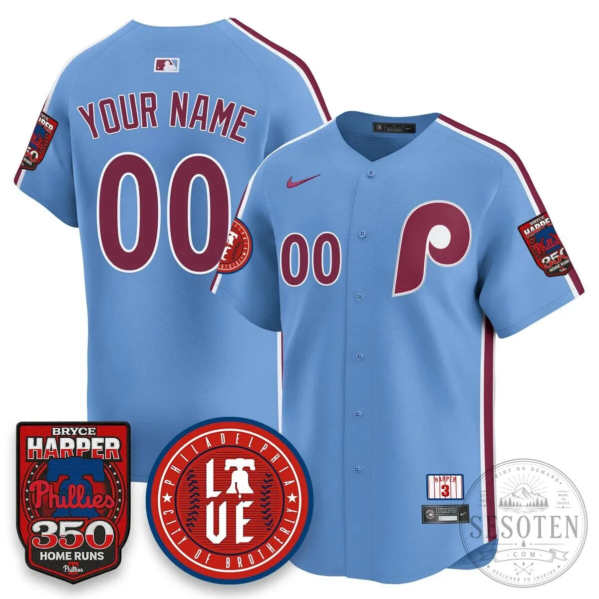 Philadelphia Phillies Bryce Harper 350 Home Runs Baseball Jersey 49 Philadelphia Phillies Bryce Harper 350 Home Runs Baseball Jersey