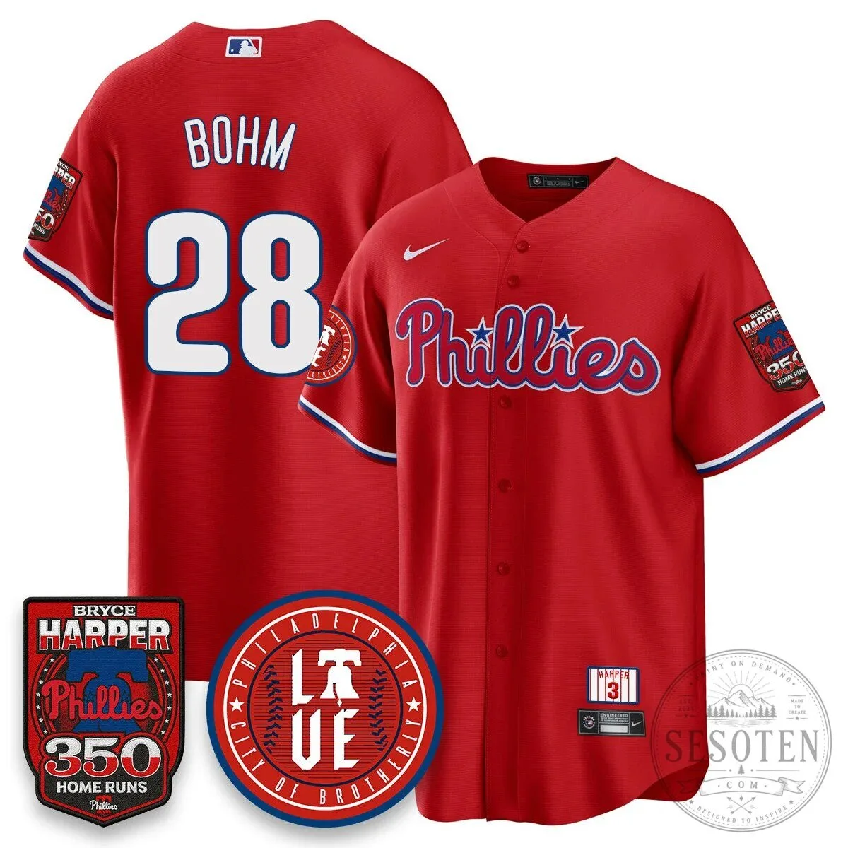 Philadelphia Phillies Bryce Harper 350 Home Runs Baseball Jersey 50 Philadelphia Phillies Bryce Harper 350 Home Runs Baseball Jersey