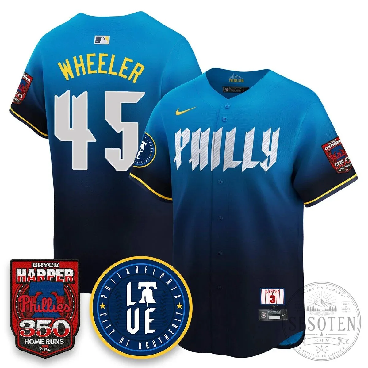 Philadelphia Phillies Bryce Harper 350 Home Runs Baseball Jersey 55 Philadelphia Phillies Bryce Harper 350 Home Runs Baseball Jersey