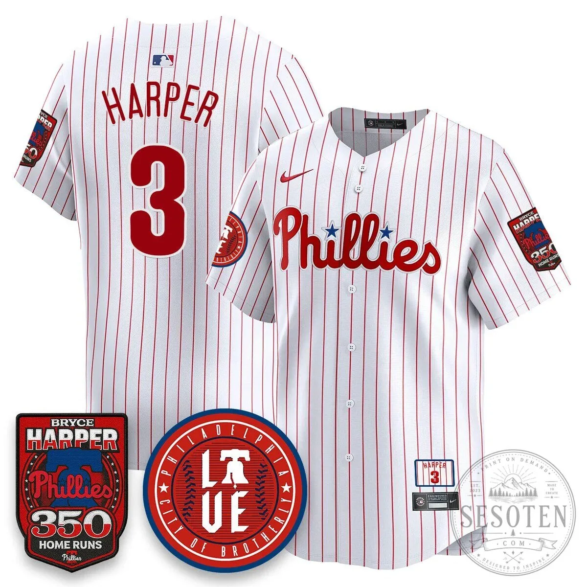 Philadelphia Phillies Bryce Harper 350 Home Runs Baseball Jersey 76 Philadelphia Phillies Bryce Harper 350 Home Runs Baseball Jersey
