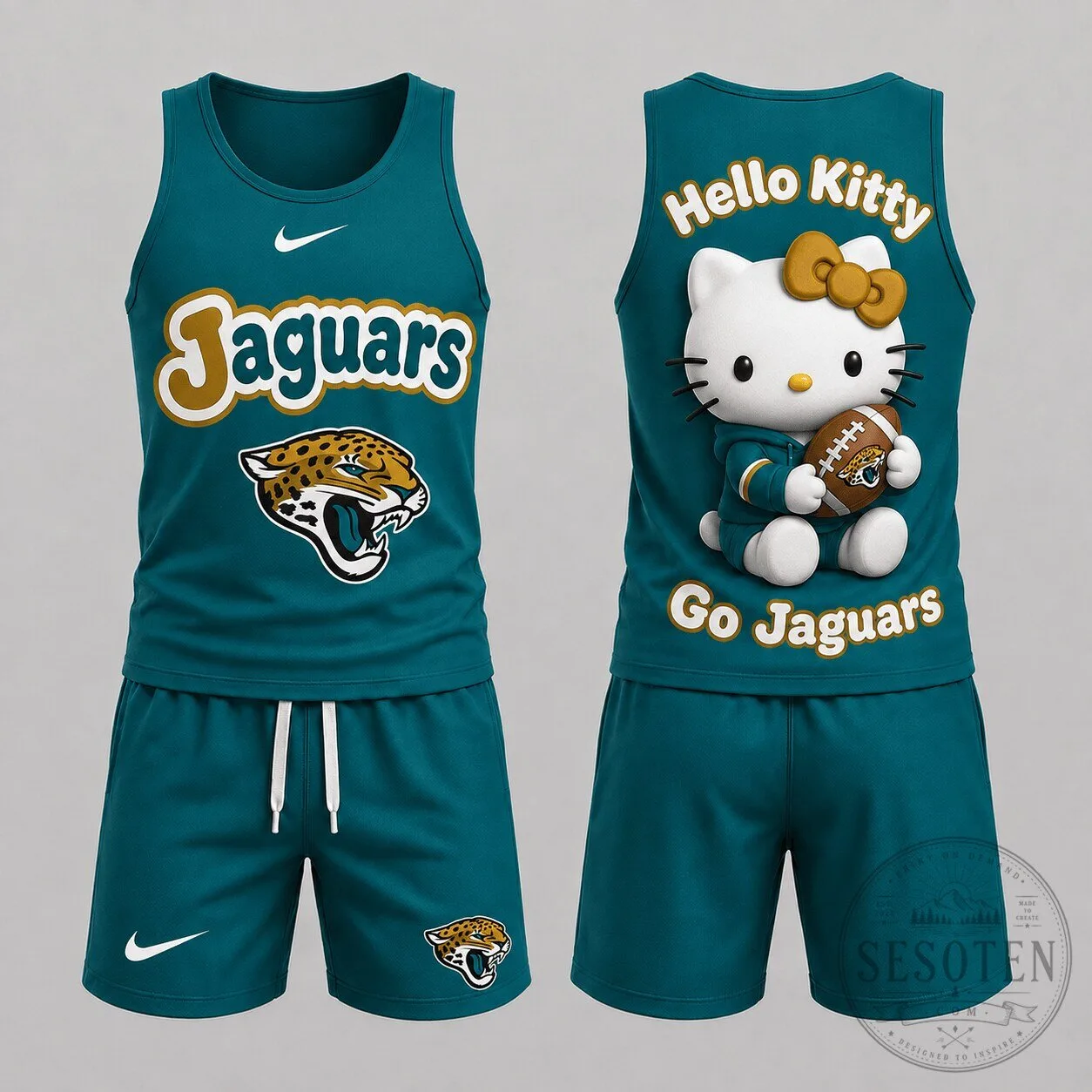 Jacksonville Jaguars Hello Kitty Football Sports Tank Top and Shorts Set
