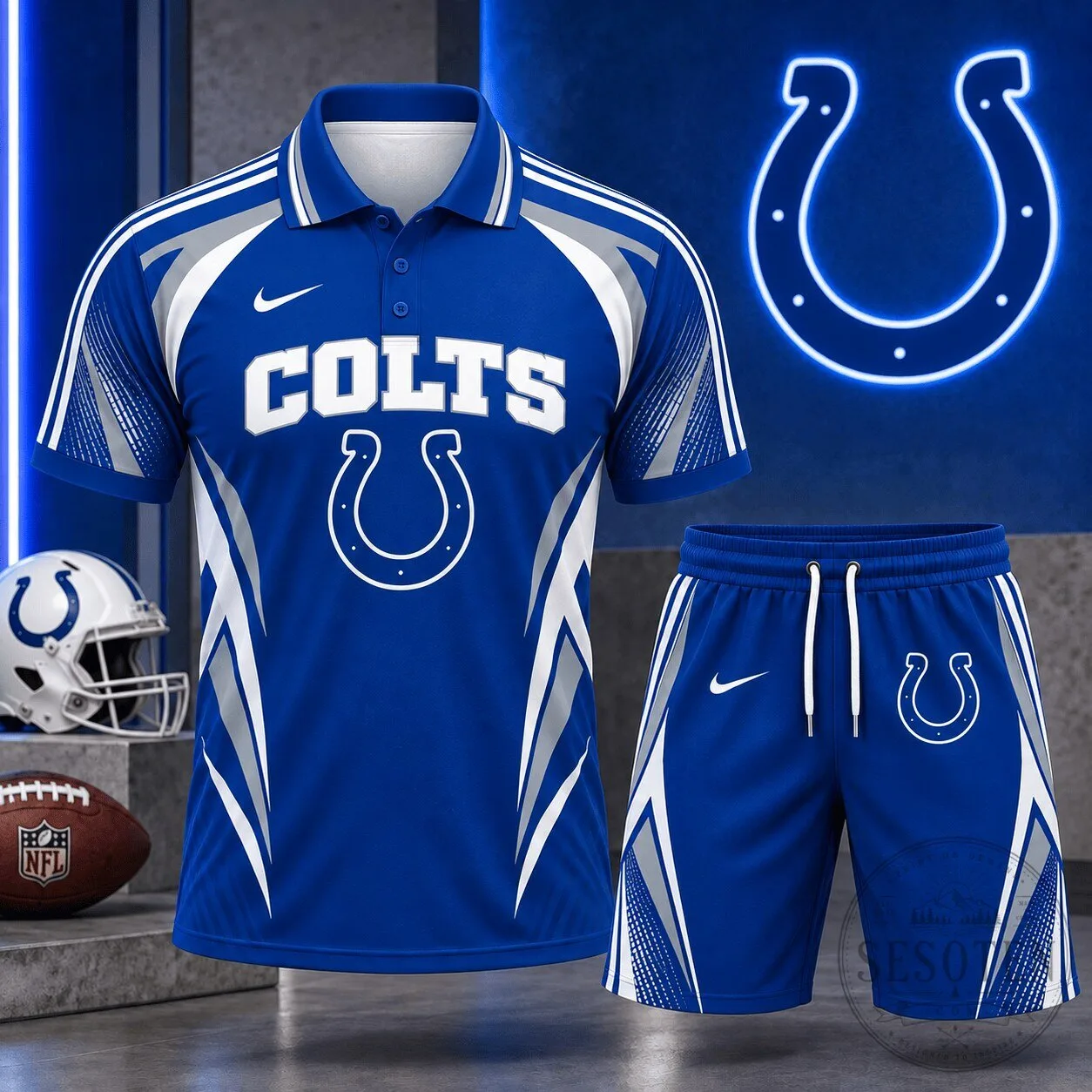 Indianapolis Colts NFL Football Team Polo Shirt and Shorts Set