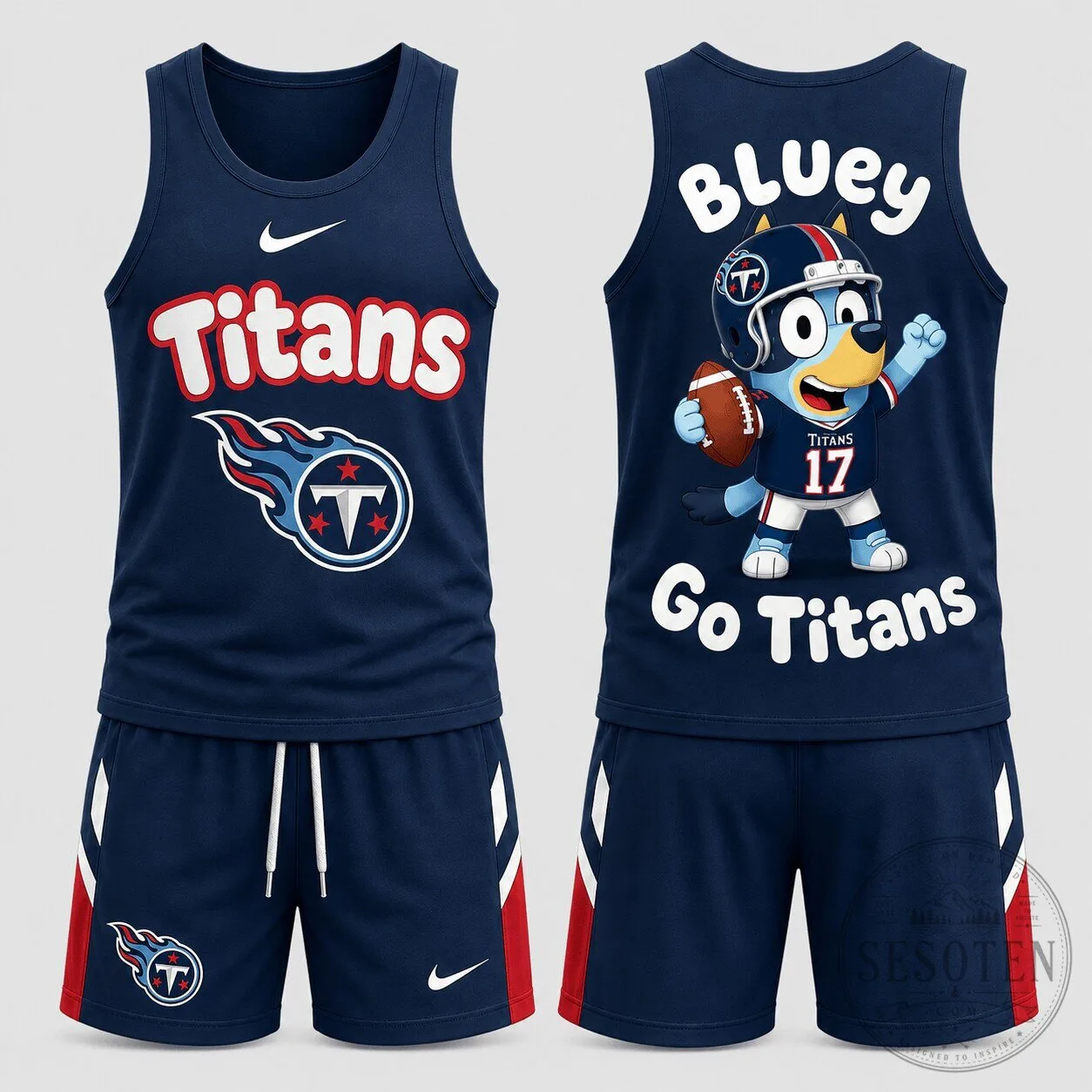 Tennessee Titans Bluey Cartoon Character Football Tank Top 2 Tennessee Titans Bluey Cartoon Character Football Tank Top