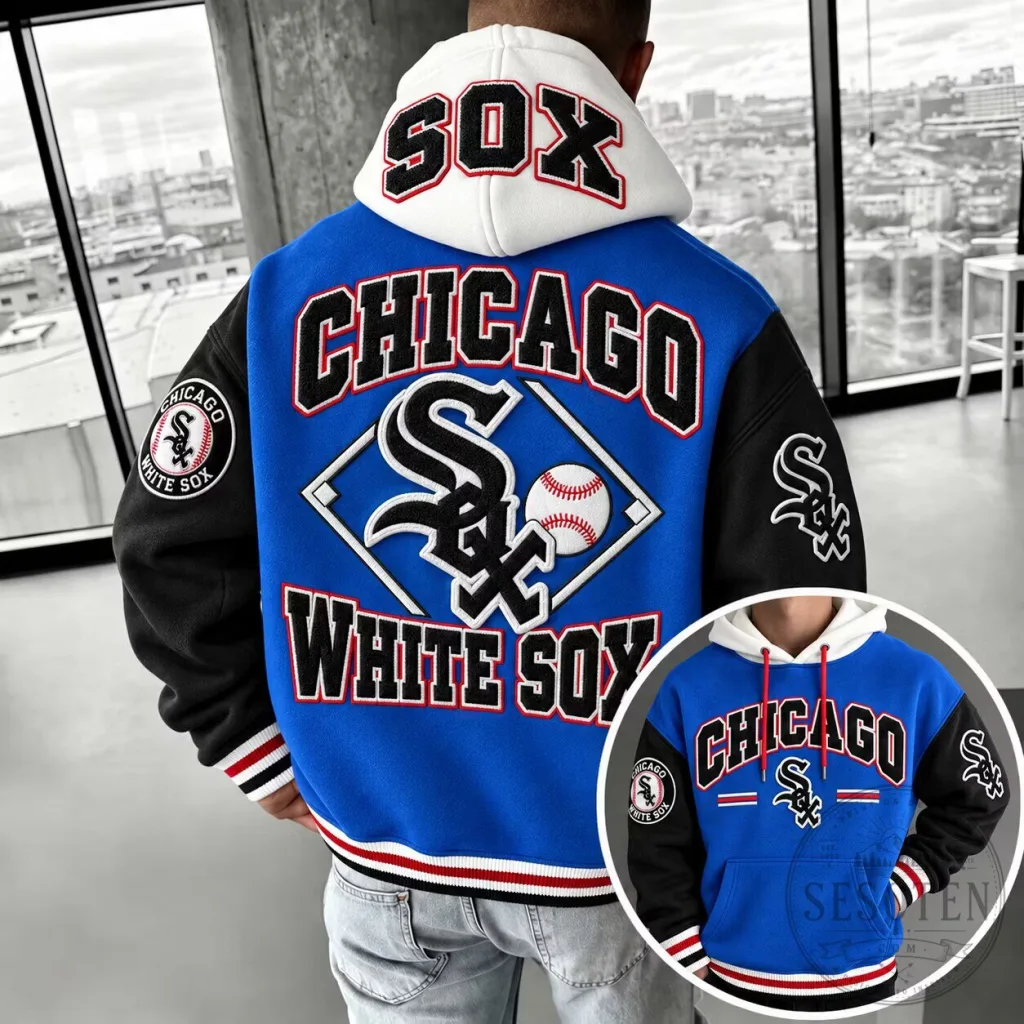 Chicago White Sox Baseball Team Logo Varsity Style Hoodie Chicago White Sox Baseball Team Logo Varsity Style Hoodie