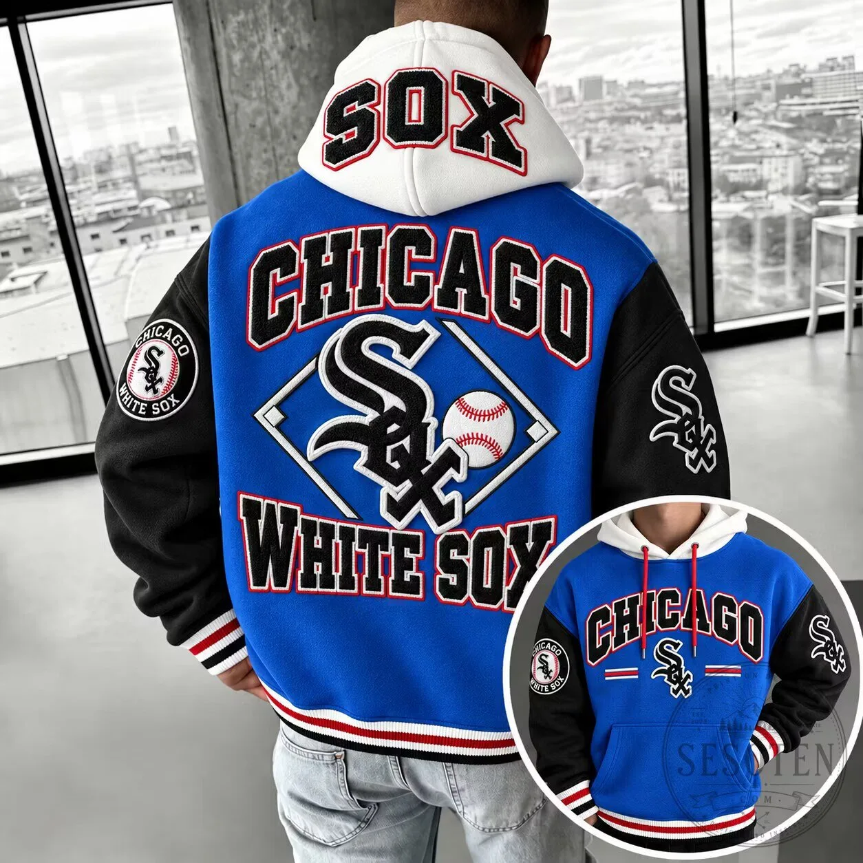 Chicago White Sox Baseball Team Logo Varsity Style Hoodie