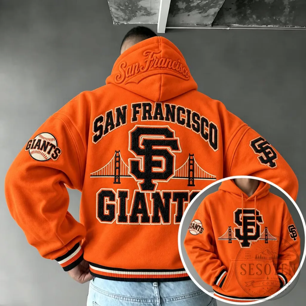 San Francisco Giants Baseball Team Orange Embroidered Hoodie San Francisco Giants Baseball Team Orange Embroidered Hoodie