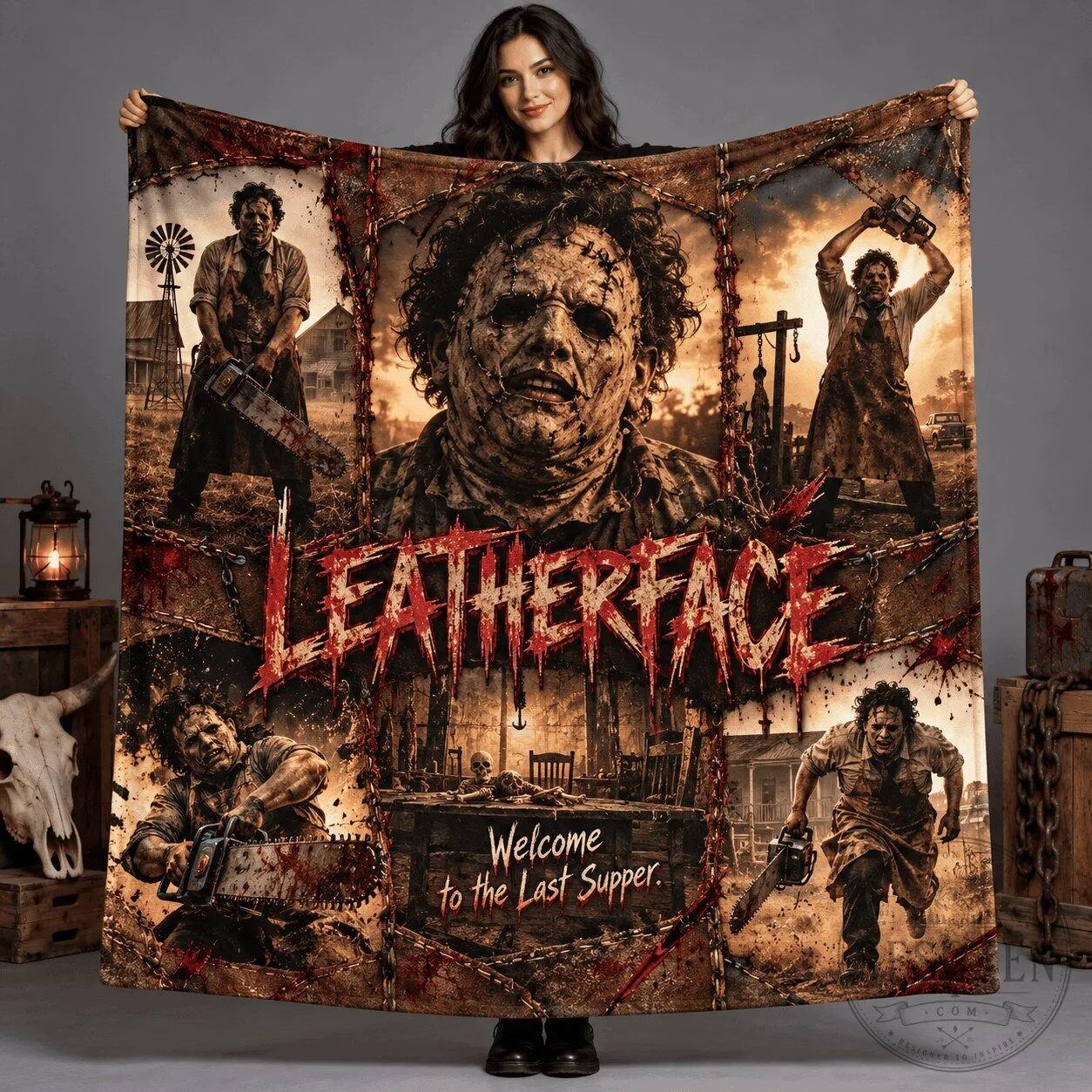 Fleece Blanket featuring Leatherface from Texas Chainsaw Massacre Horror Film