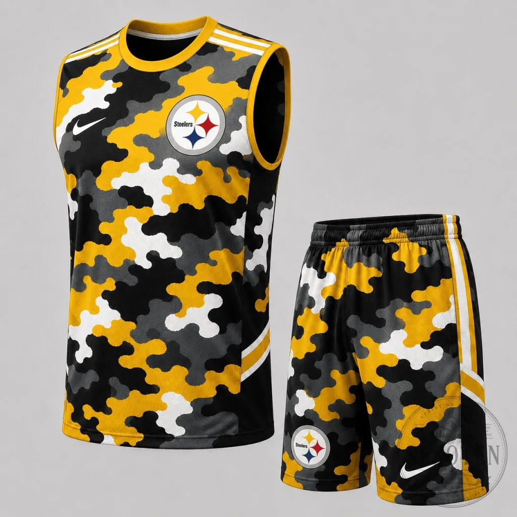 Pittsburgh Steelers Camouflage Pattern Sleeveless Tank Top and Shorts Set 17 Pittsburgh Steelers Camouflage Pattern Sleeveless Tank Top and Shorts Set