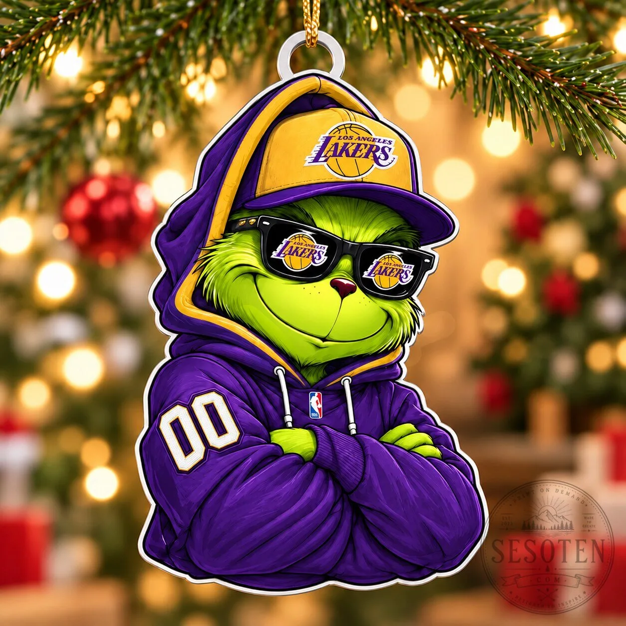Los Angeles Lakers Grinch Christmas Tree Ornament