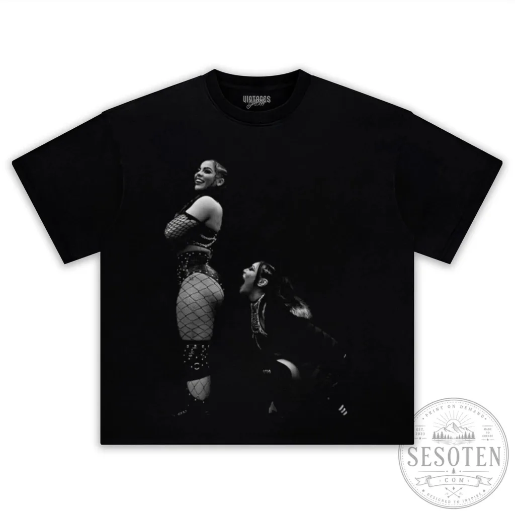 Jaida Parker and Iyo Sky Professional Wrestlers Black and White T-Shirt Jaida Parker and Iyo Sky Professional Wrestlers Black and White T-Shirt