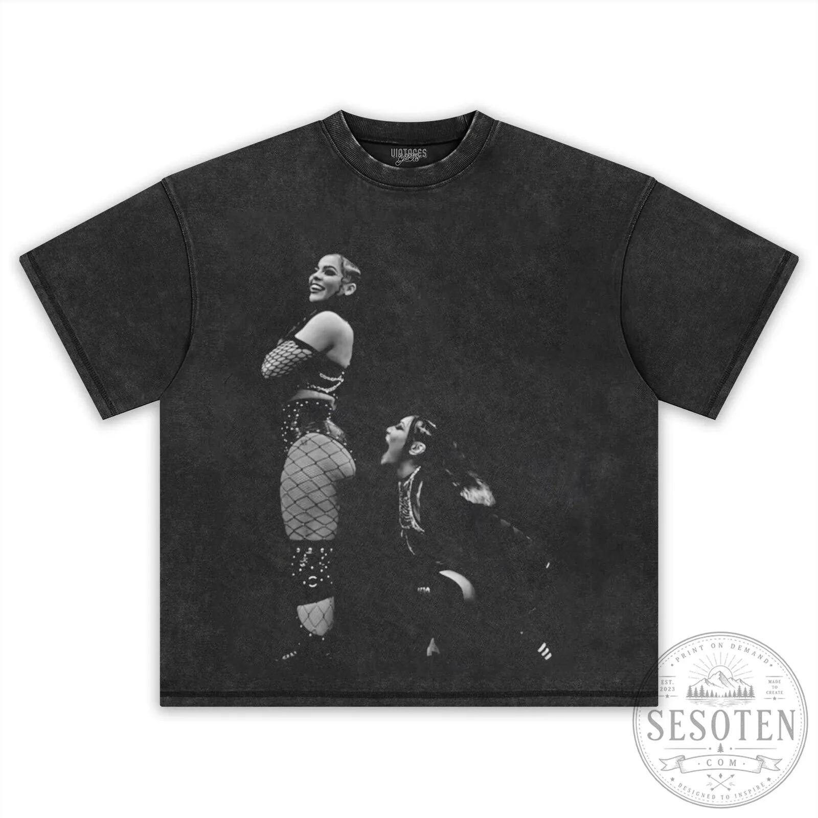 Jaida Parker and Iyo Sky Professional Wrestlers Black and White T-Shirt 12 Jaida Parker and Iyo Sky Professional Wrestlers Black and White T-Shirt