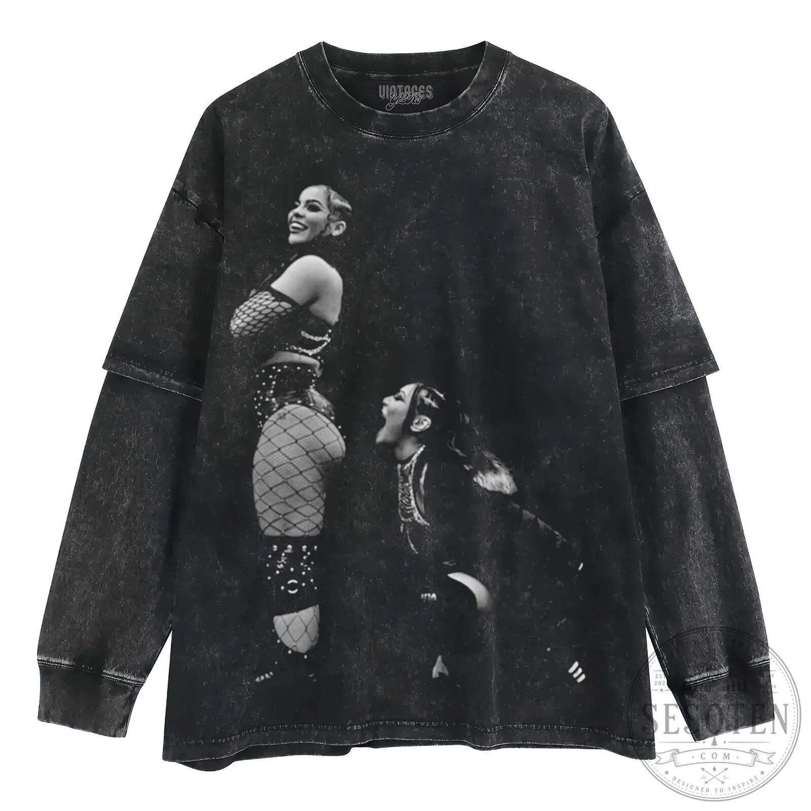 Jaida Parker and Iyo Sky Professional Wrestlers Black and White T-Shirt 14 Jaida Parker and Iyo Sky Professional Wrestlers Black and White T-Shirt