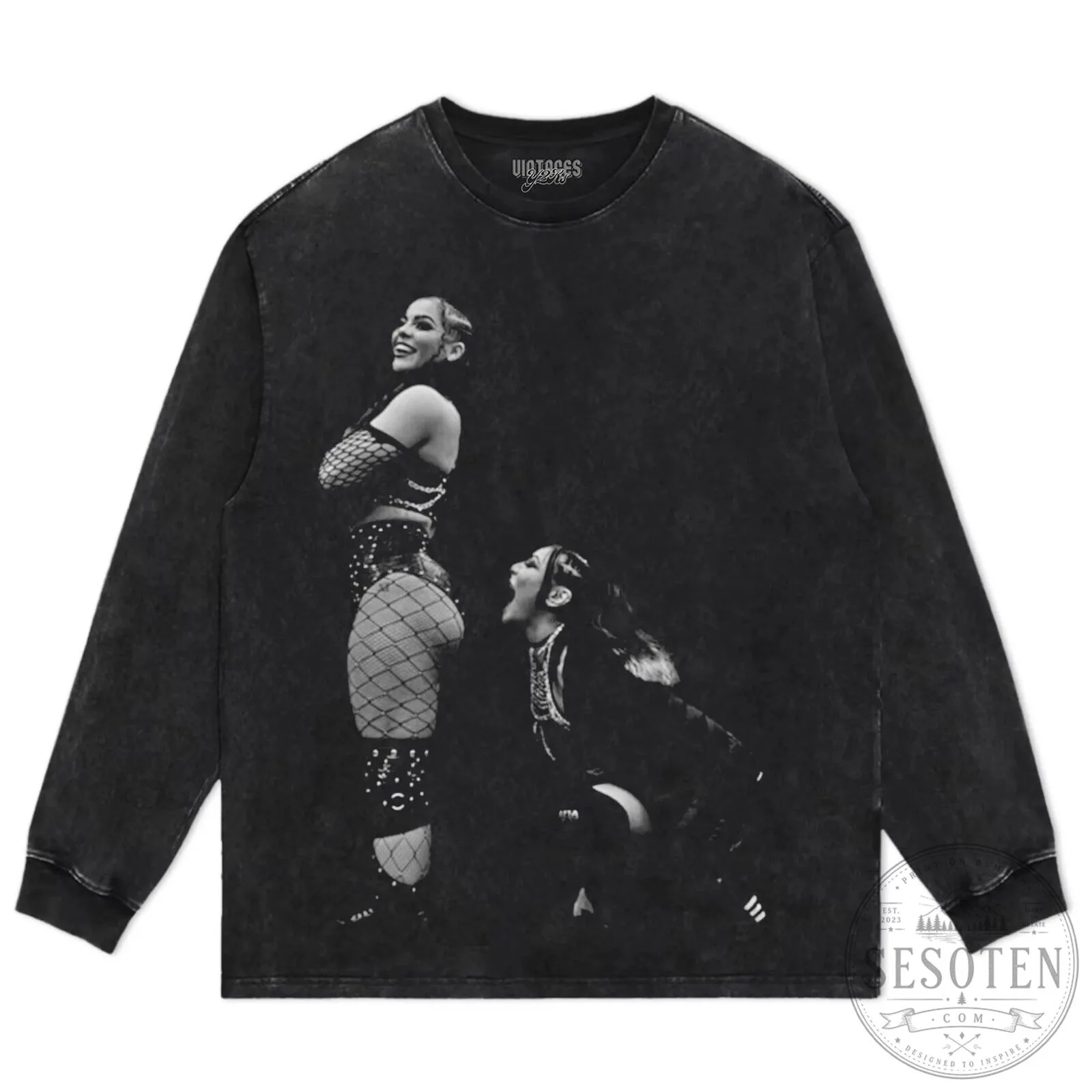 Jaida Parker and Iyo Sky Professional Wrestlers Black and White T-Shirt 16 Jaida Parker and Iyo Sky Professional Wrestlers Black and White T-Shirt