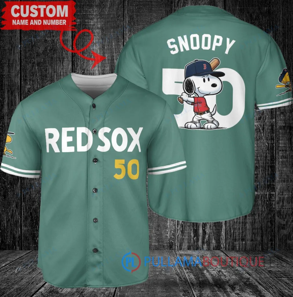 Boston Red Sox Baseball Snoopy Cartoon Character Custom Jersey 45 Boston Red Sox Baseball Snoopy Cartoon Character Custom Jersey