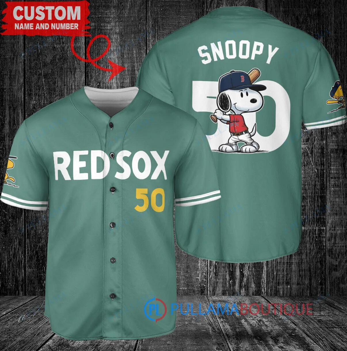 Boston Red Sox Baseball Snoopy Cartoon Character Custom Jersey