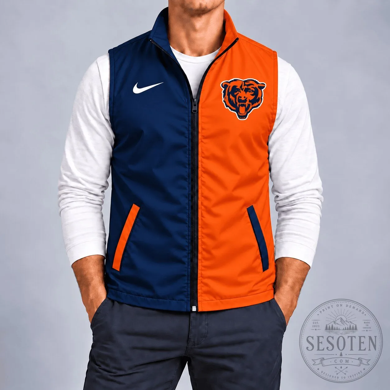 Chicago Bears Nike NFL Game Day Sleeveless Zip-Up Sports Windbreaker Vest