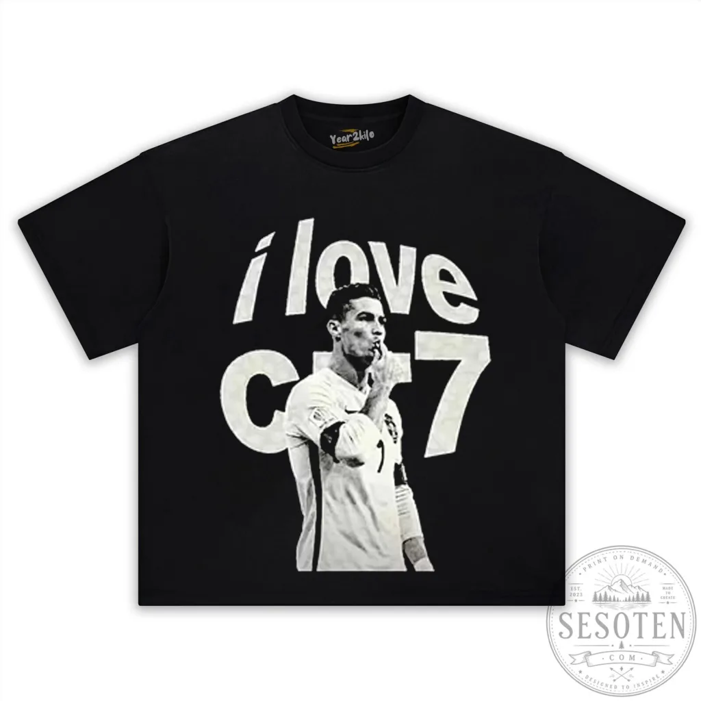 Cristiano Ronaldo I Love CR7 Football Fan Black Graphic T-Shirt 42 Cristiano Ronaldo I Love CR7 Football Fan Black Graphic T-Shirt