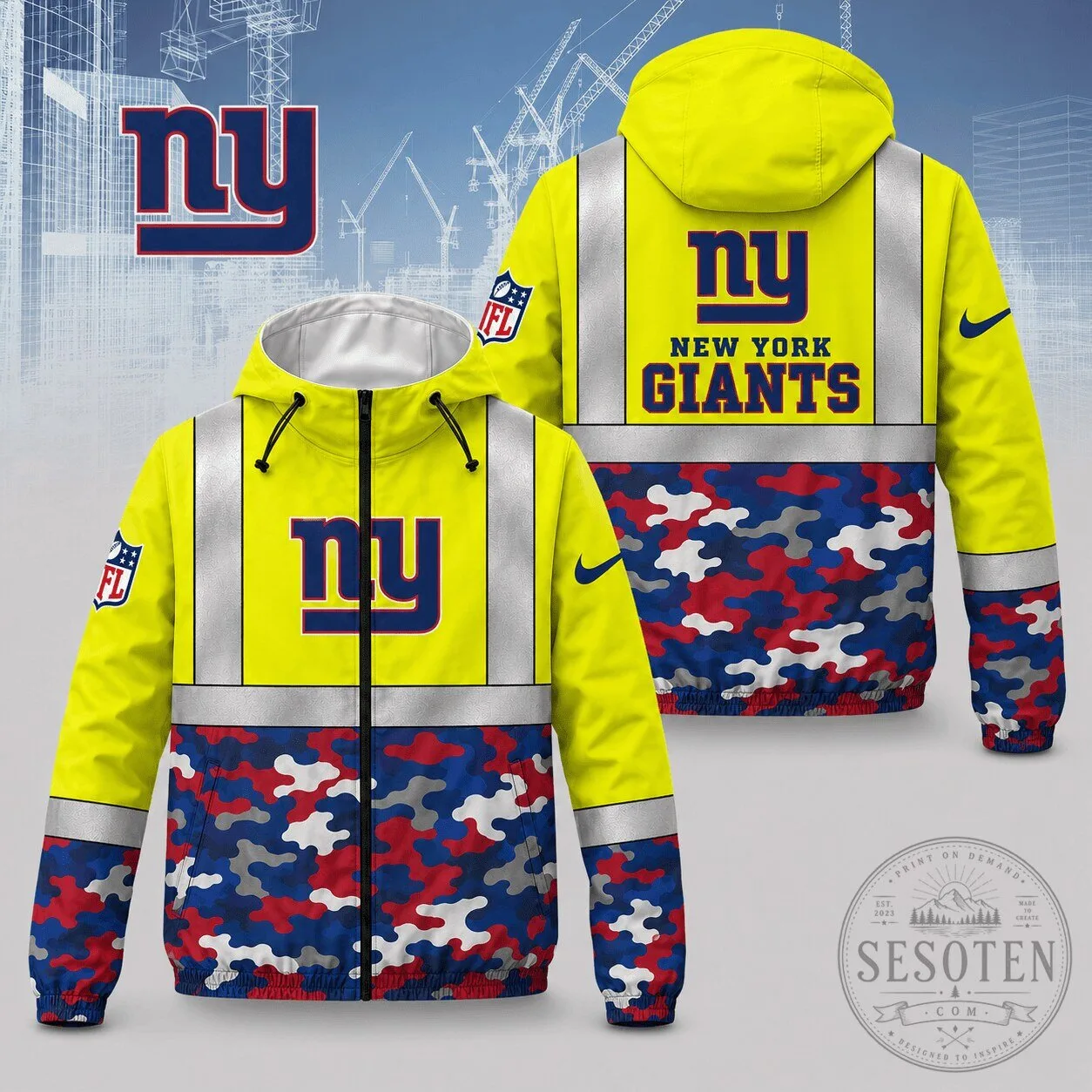 New York Giants NFL Reflective Camouflage Windbreaker Jacket
