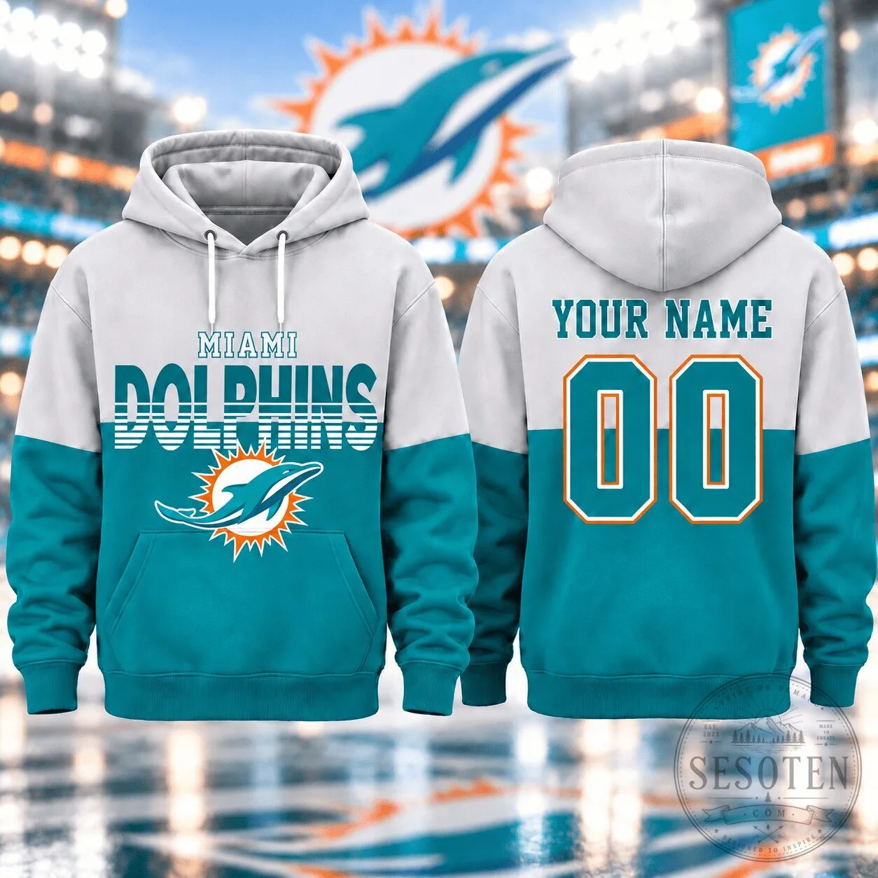 Miami Dolphins NFL Football Team Personalized Name And Number Hoodie 2 Miami Dolphins NFL Football Team Personalized Name And Number Hoodie