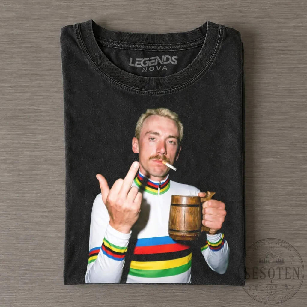 Brandon McNulty Cyclist Middle Finger Rainbow Jersey T-Shirt Brandon McNulty Cyclist Middle Finger Rainbow Jersey T-Shirt