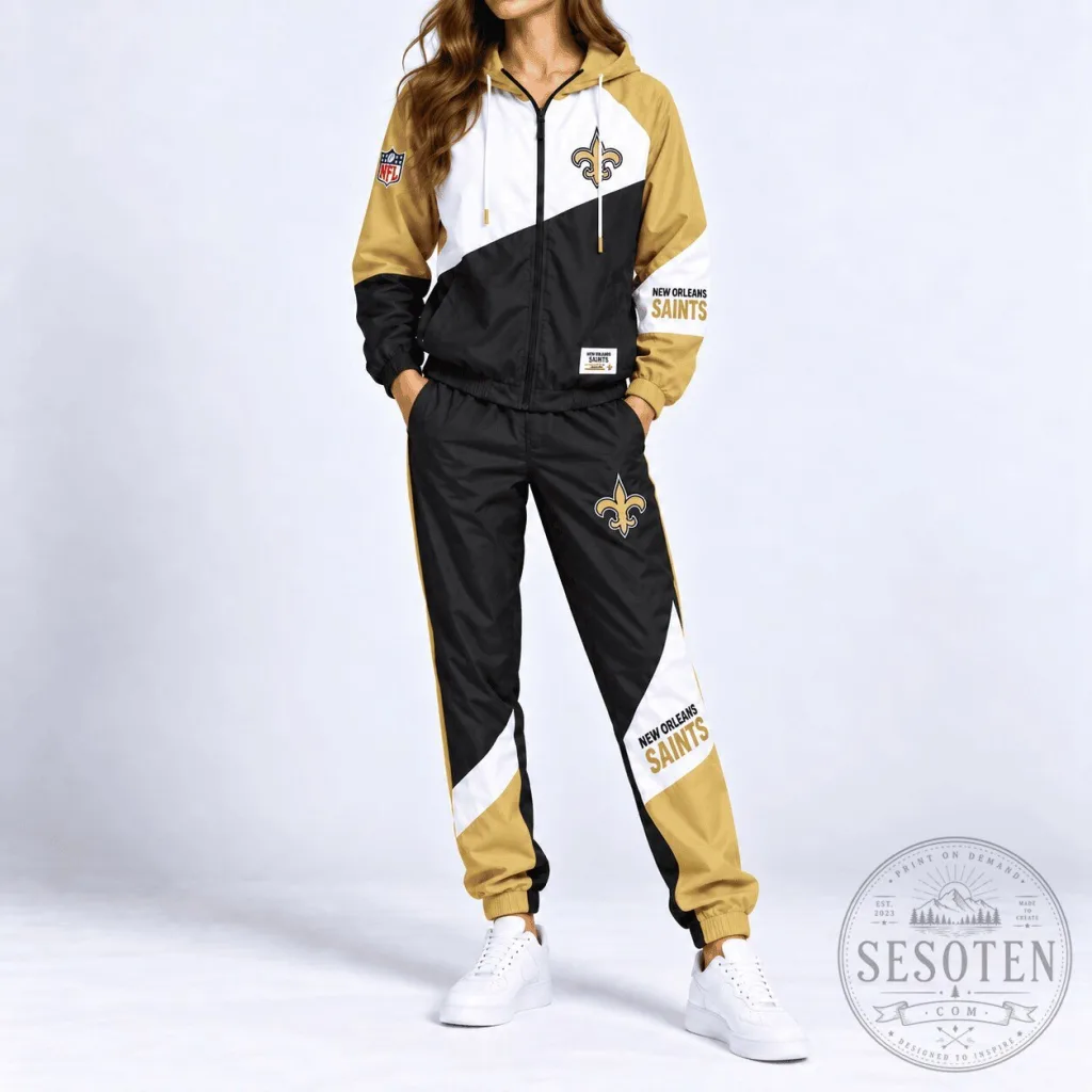 New Orleans Saints NFL Team Training Days Slash Tracksuit for Women 22 New Orleans Saints NFL Team Training Days Slash Tracksuit for Women