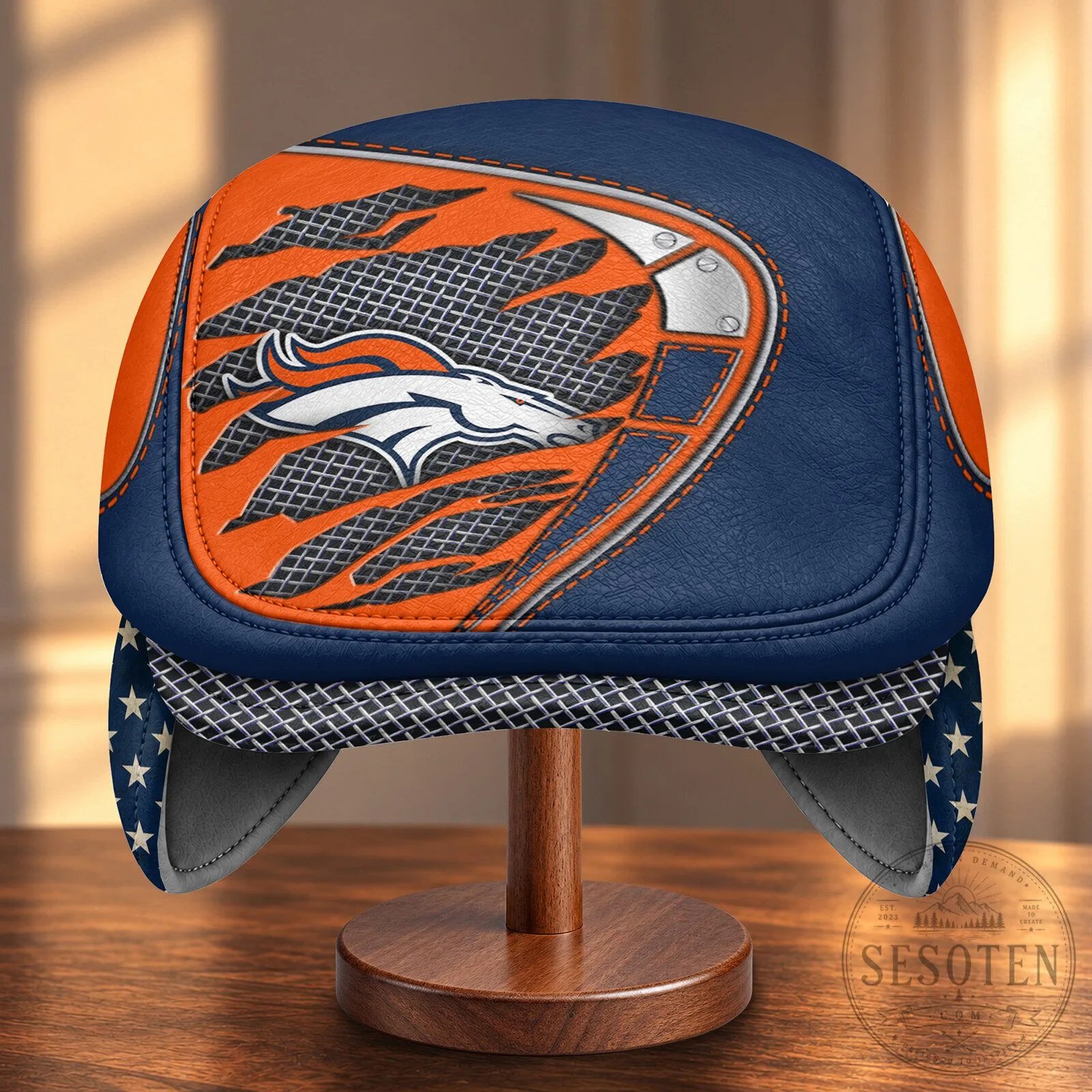 Denver Broncos NFL Flat Cap Hat with Foldable Ear Flaps 11 Denver Broncos NFL Flat Cap Hat with Foldable Ear Flaps