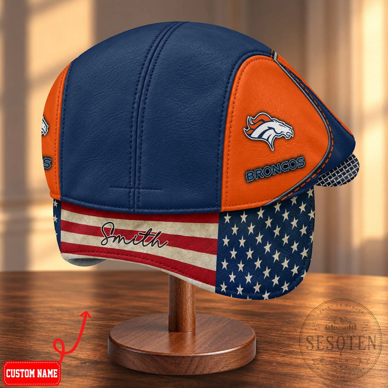 Denver Broncos NFL Flat Cap Hat with Foldable Ear Flaps 12 Denver Broncos NFL Flat Cap Hat with Foldable Ear Flaps