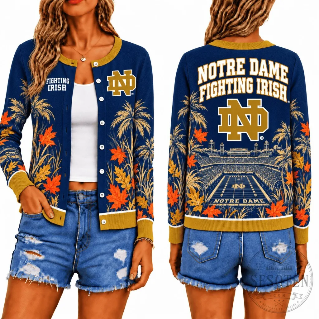 Notre Dame Fighting Irish Fall Season Stadium View Bomber Jacket Notre Dame Fighting Irish Fall Season Stadium View Bomber Jacket