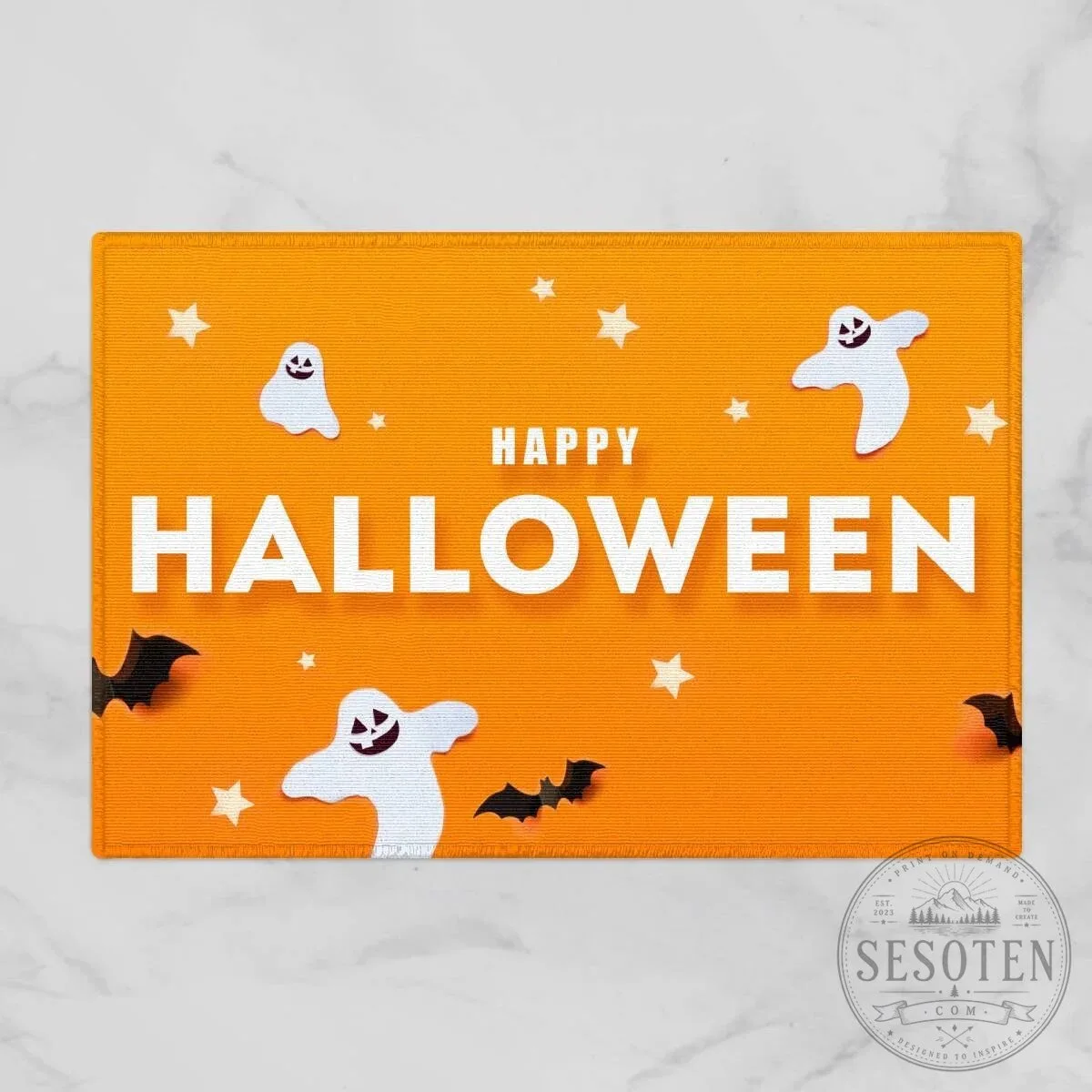 Happy Halloween Ghosts and Bats Decorative Indoor Doormat 3 Happy Halloween Ghosts and Bats Decorative Indoor Doormat
