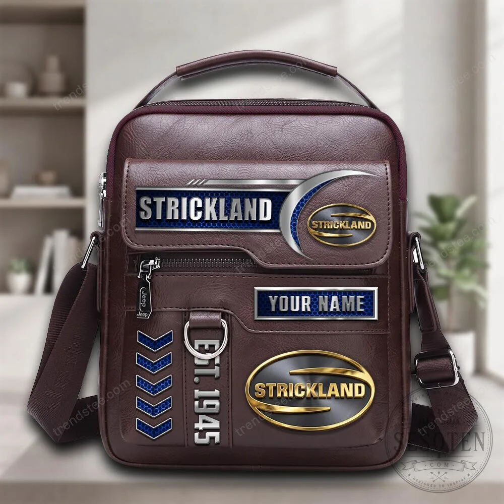 Strickland Est 1945 Personalized Name Brown Leather Crossbody Bag 1 Strickland Est 1945 Personalized Name Brown Leather Crossbody Bag