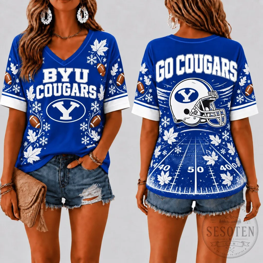 Brigham Young University Cougars Football Fall Season V-Neck T-Shirt Brigham Young University Cougars Football Fall Season V-Neck T-Shirt