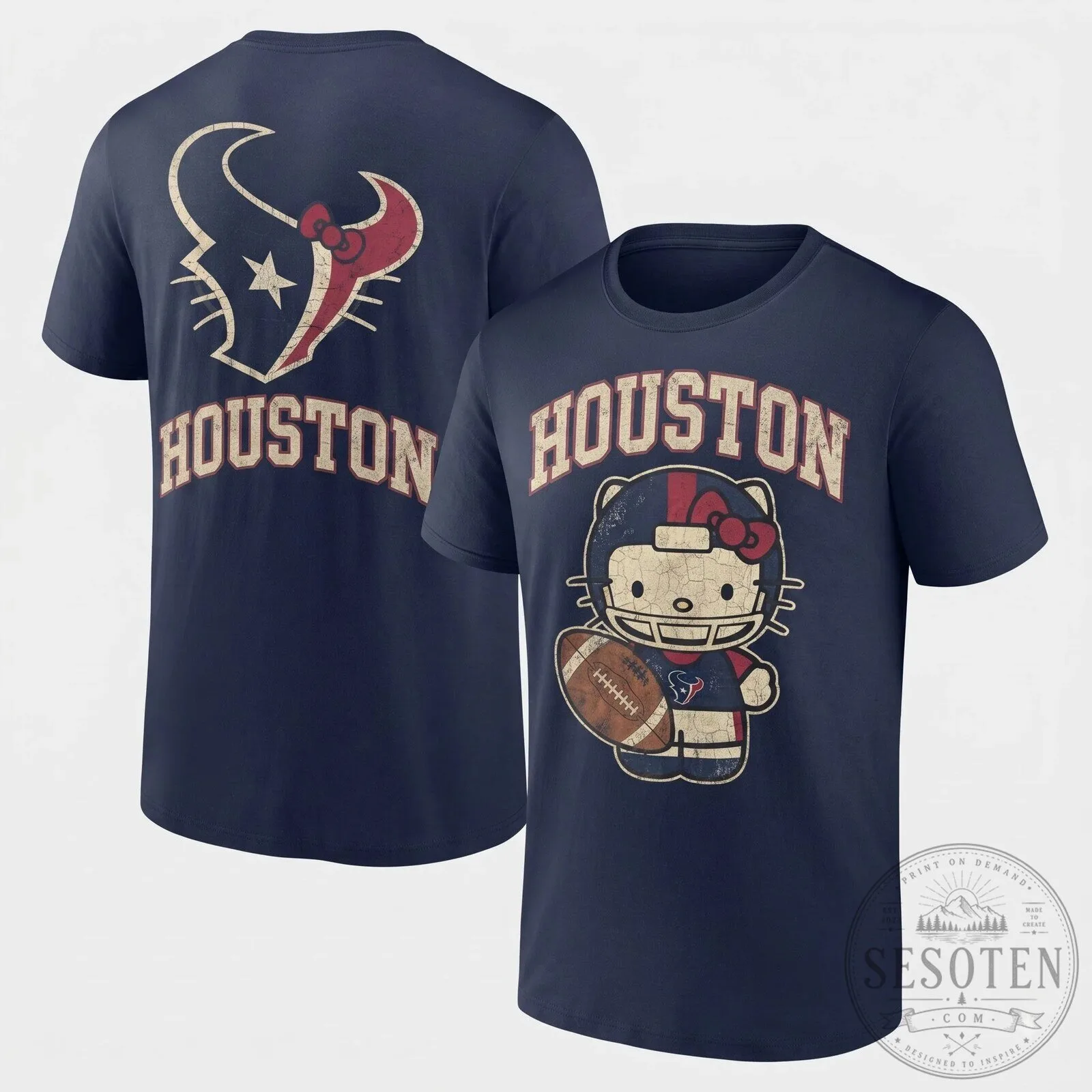 Houston Texans Hello Kitty Football Team Distressed Graphic T-Shirt 11 Houston Texans Hello Kitty Football Team Distressed Graphic T-Shirt