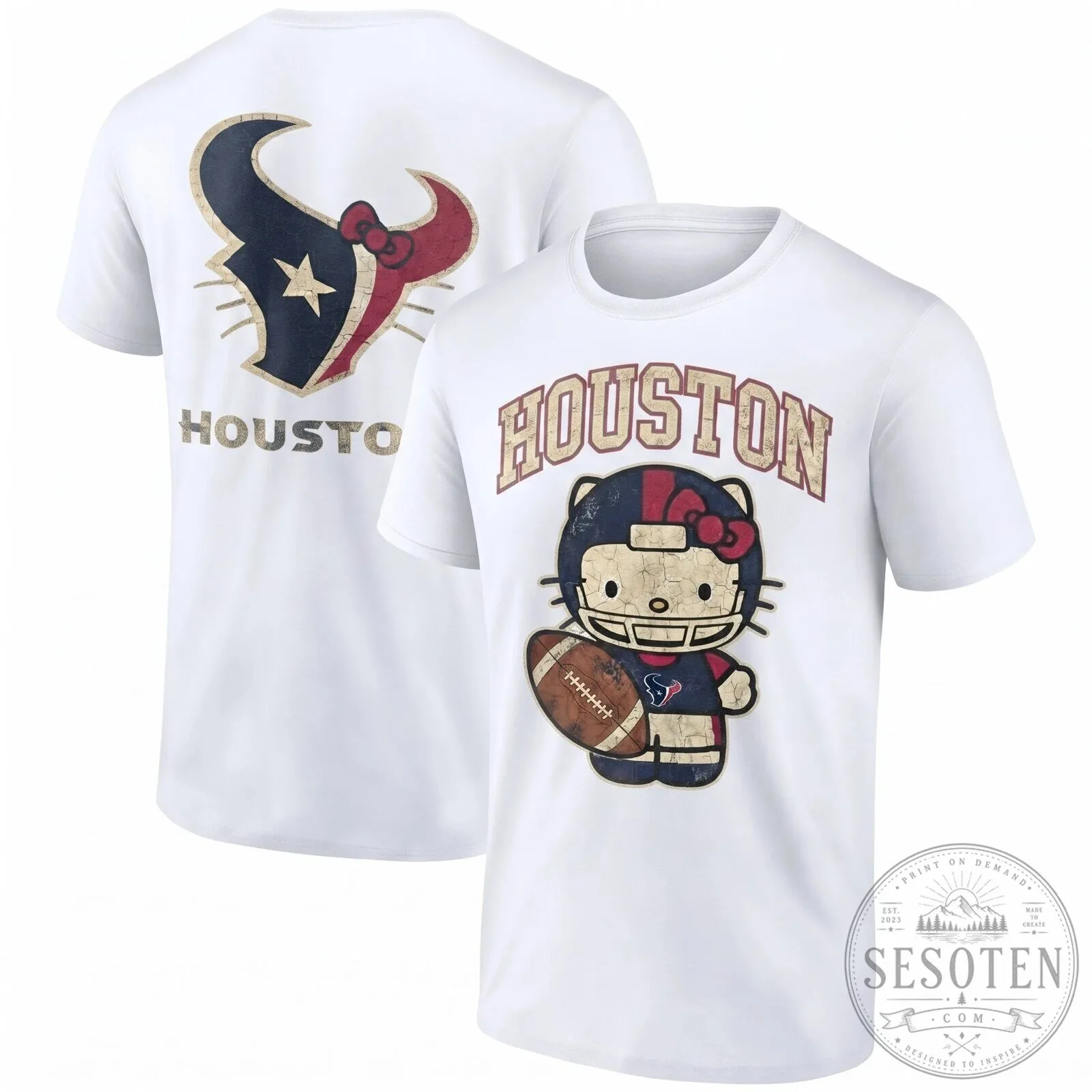 Houston Texans Hello Kitty Football Team Distressed Graphic T-Shirt 12 Houston Texans Hello Kitty Football Team Distressed Graphic T-Shirt